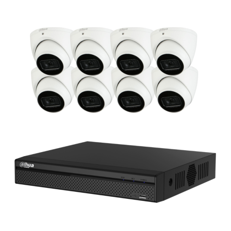 DAHUA 6MP 4K AI 8 Channel NVR with 2TB HDD Security 8 x Camera KIT Turret IP DH-IPC-HDW3666EMP-AS