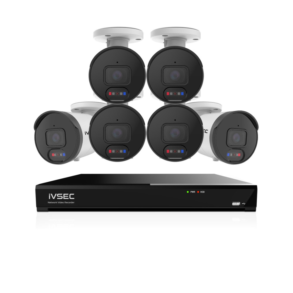 IVSEC 12MP 6K AI 2TB 8CH 6x1250B Bullet Cameras UHD NVR CCTV Security System (8x4) - IVK8L-12506B