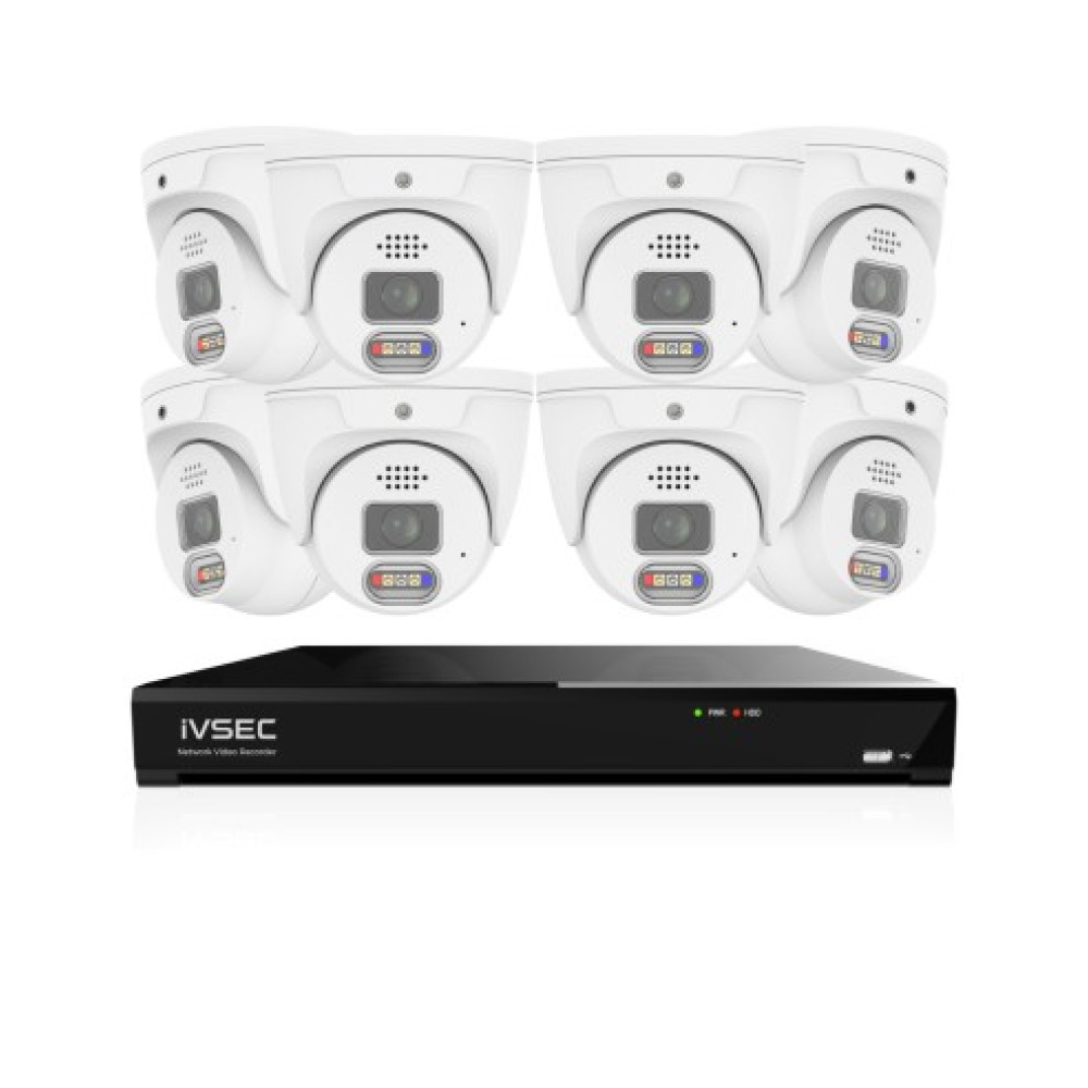 IVSEC PRO 8MP 4K PRO-AI 2TB 8CH 8x880D Cam 25fps Sony Starvis NVR CCTV Security System (8x8)