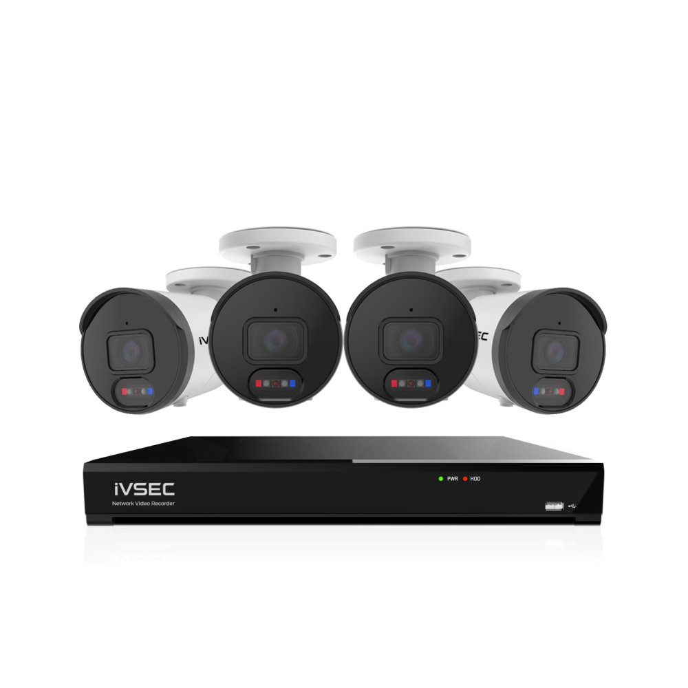 IVSEC 12MP 6K AI 2TB 8CH 4x1250B Bullet Cameras UHD NVR CCTV Security System (8x4) - IVK8L-12504B