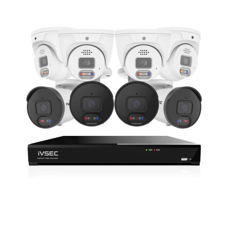 IVSEC 8MP 4K AI 2TB 8CH 4x850B + 4x850D Cameras UHD NVR CCTV Security System (8x8)