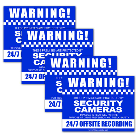 4 x Rear Adhesive CCTV Warning Stickers