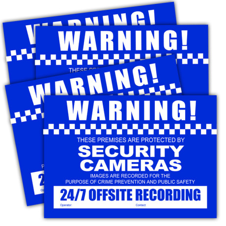 CCTV Warning Stickers (4 pack) A4 Size