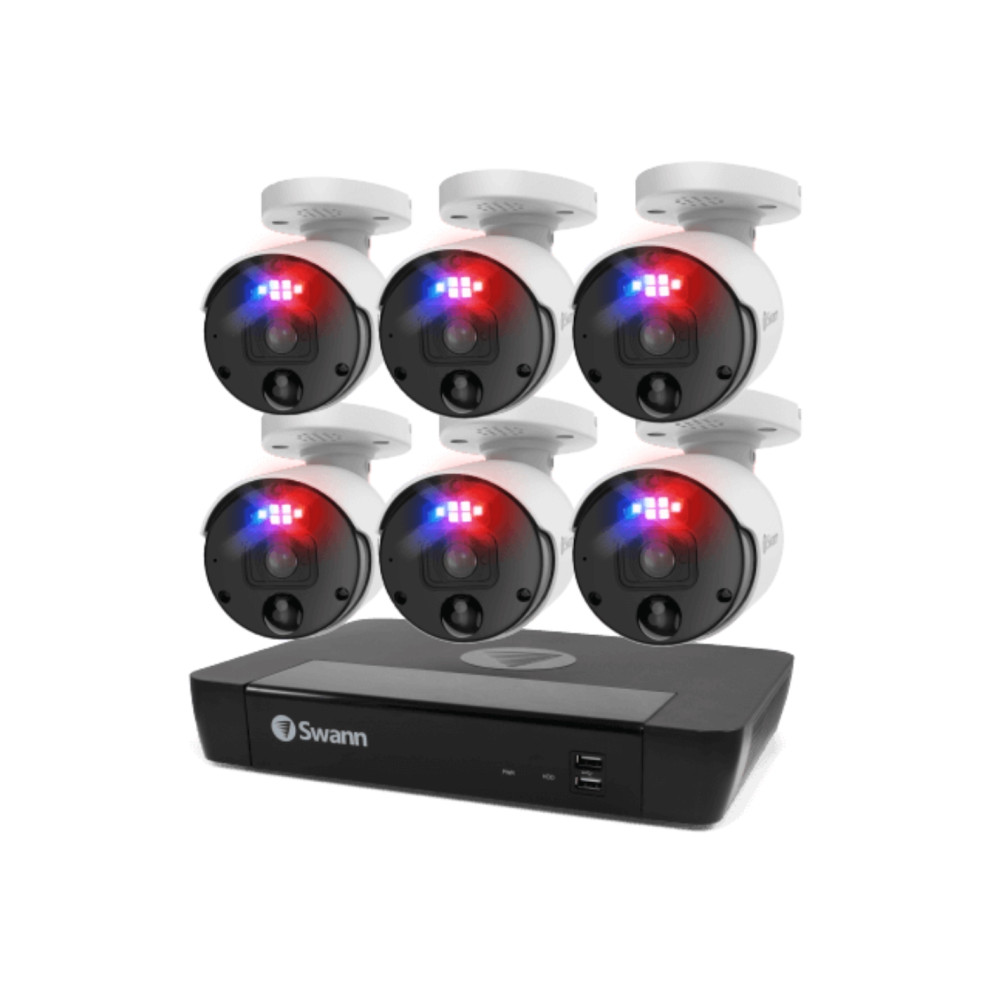 Swann Enforcer™ 8 Ch 6 Red & Blue Flashing Lights Camera 4K Ultra HD NVR with 2TB HDD Security System