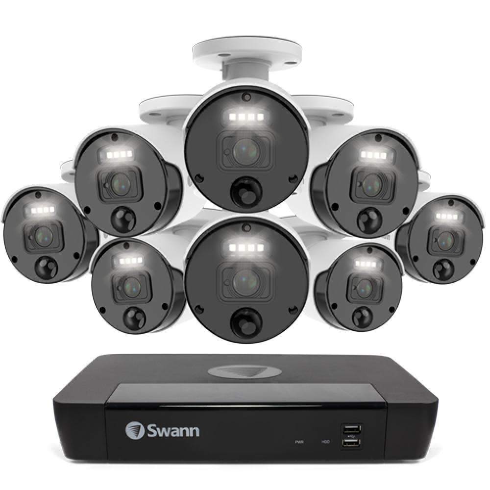  Swann 8 Channel Security System: 4K Super HD NVR-8580 with 2TB HDD & 8 x 4K Upscale NHD-875WLB Bullet Cameras