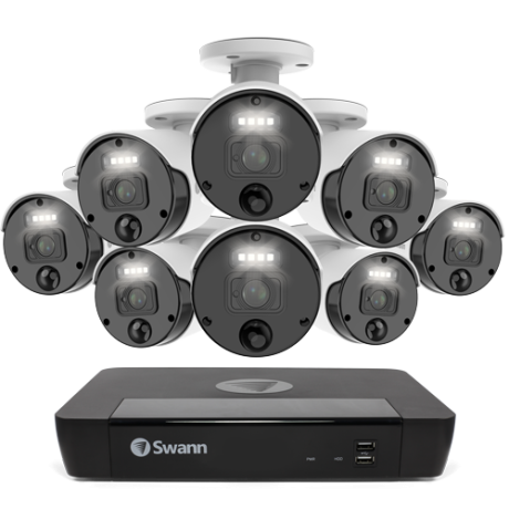  Swann 8 Channel Security System: 4K Super HD NVR-8580 with 2TB HDD & 8 x 4K Upscale NHD-875WLB Bullet Cameras