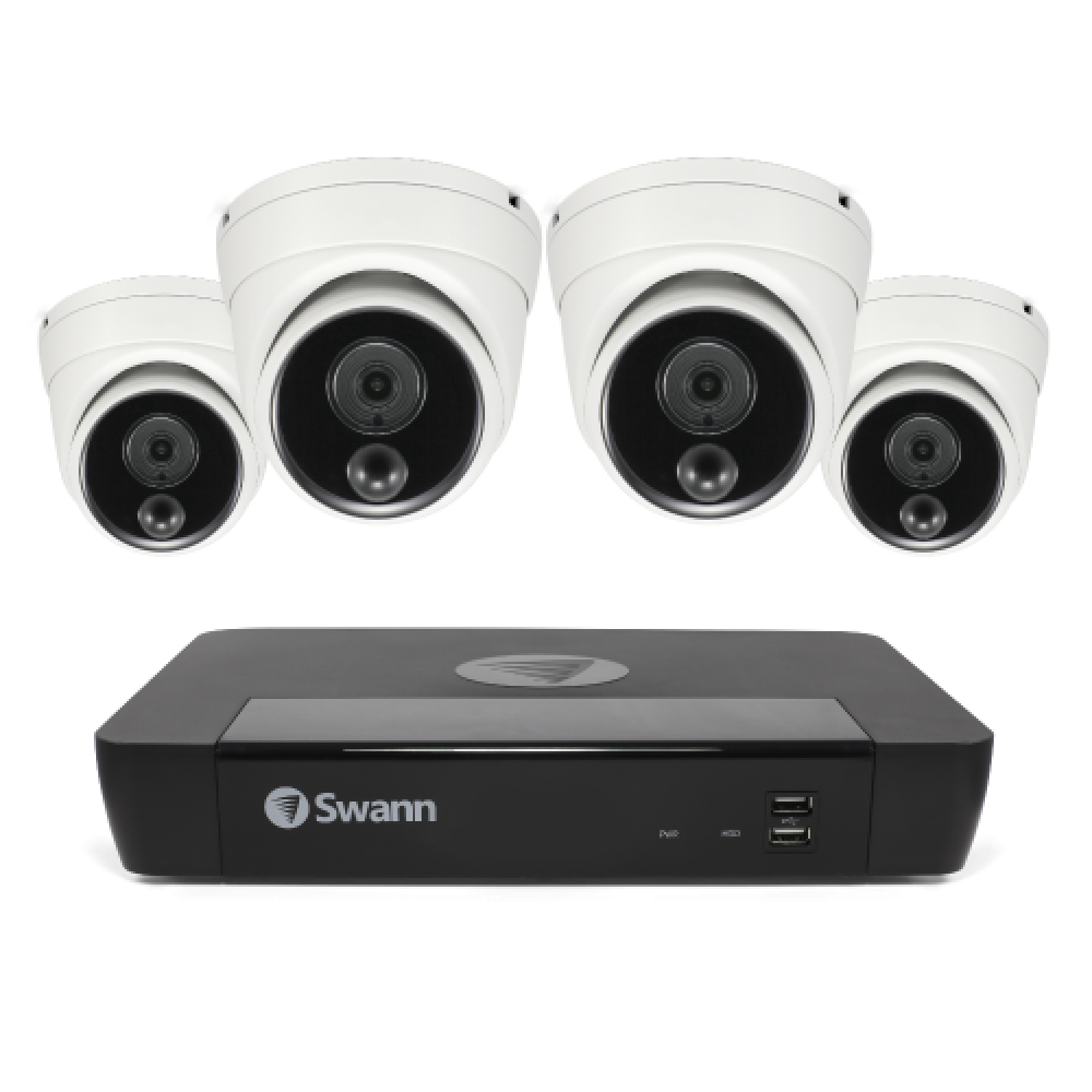  Swann 8 Channel Security System: 4K Super HD NVR-8580 with 2TB HDD & 4 x 4K Upscale NHD-876MSD Dome Cameras