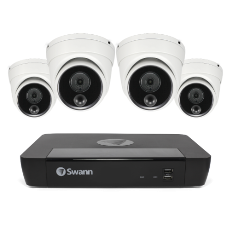  Swann 8 Channel Security System: 4K Super HD NVR-8580 with 2TB HDD & 4 x 4K Upscale NHD-876MSD Dome Cameras