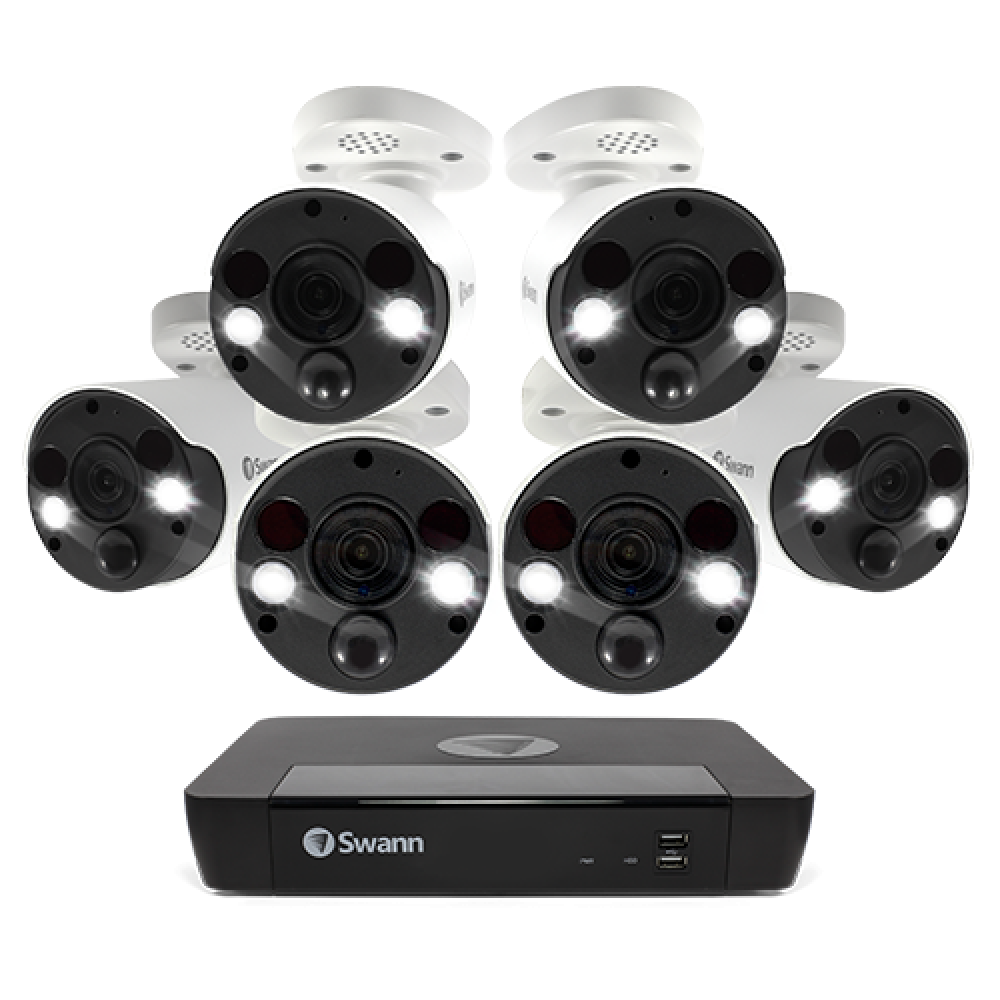 Swann 8 Channel Security System: 4K Ultra HD NVR-8580 with 2TB HDD & 6 x 4K Thermal Sensing Bullet Cameras NHD-887MSFB