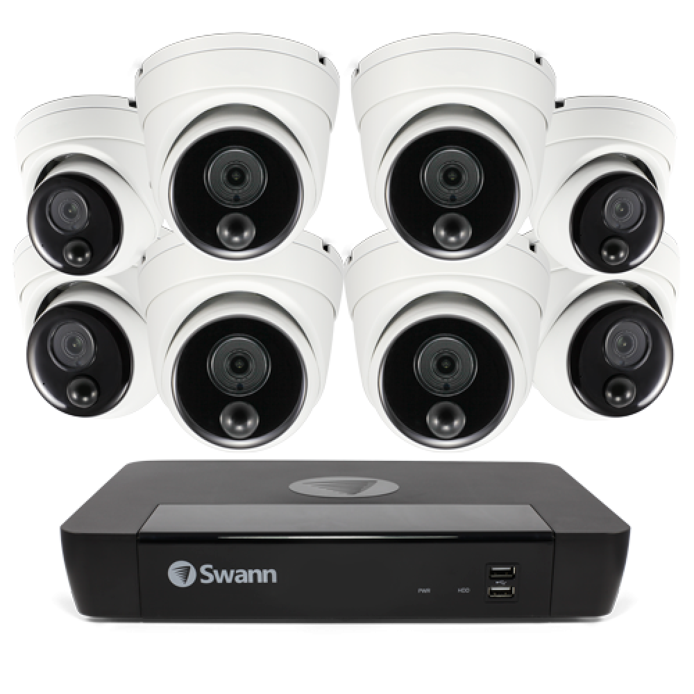 Swann 8 Channel Security System: 4K Super HD NVR-8580 with 2TB HDD & 8 x 4K NHD-888MSD True Detect Dome Cameras