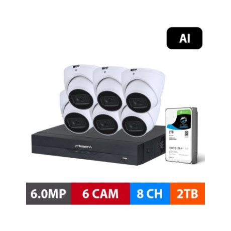 Watchguard G-Series 6 Camera 6MP AI IP 8Ch 2TB HDD NVR Surveillance Kit - NVRKIT-G862-6C