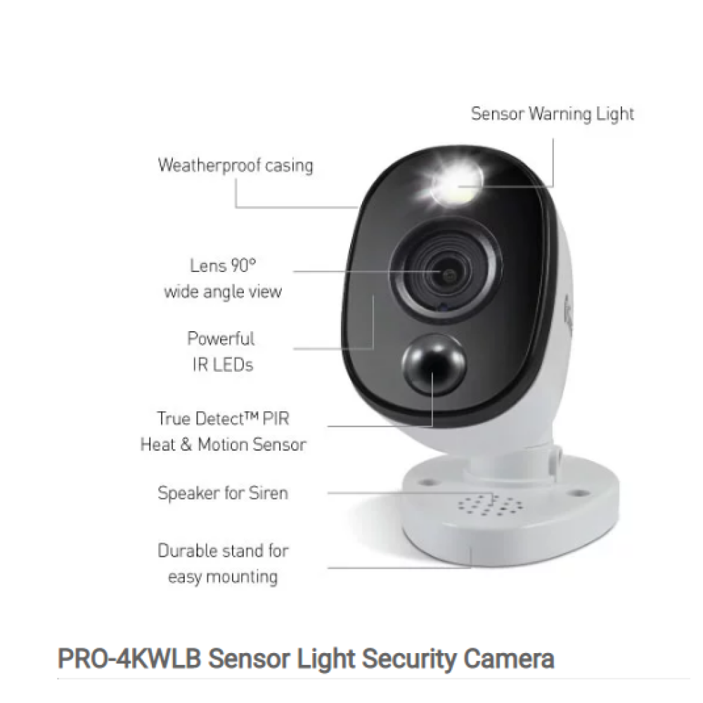 Swann Thermal Sensing PIR Security Camera: 4K Ultra HD Bullet with IR Night Vision - SWPRO-4KWLB